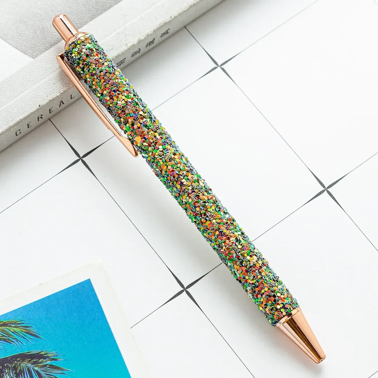 Rose Gold Glitter Ballpoint Pen - Elegant Stationery & Promotional Gift