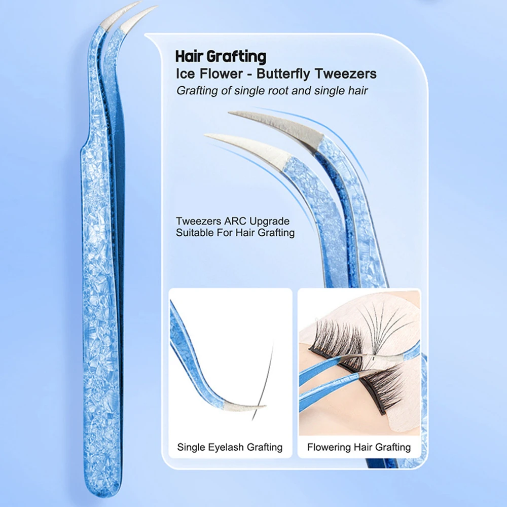 2023 Eyelash Tweezers Ice Flower Anti-static 3D Accurate Professional Eyebrows Lash Extension Supplies Makeup Tools 100% Closure 4