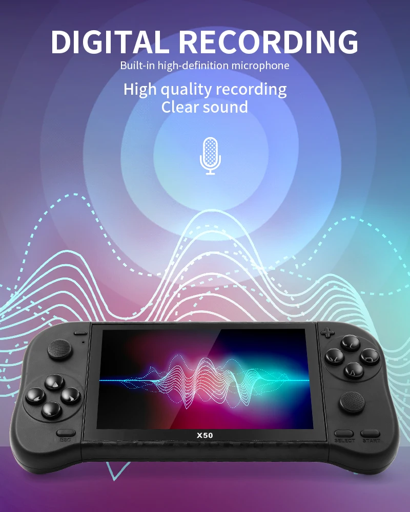 2022 X50 5.1 HD screen 64bit Video games supports multiple emulators ortable Handheld Retro Game Console Video Player tv output