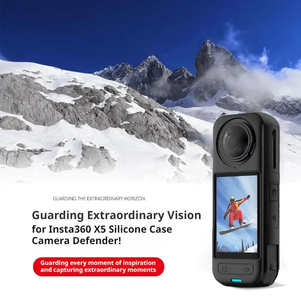 1PCS For Insta360 X5 Black Silicone Protective Case Waterproof Dustproof Dropproof Body Protective Case Lens Protective Case