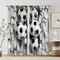 2pcs, Light Filtering Curtains 2D print Football Printed Polyester Woven (without rod) Outdoor Decorations Ldeal for Bedroom, 2