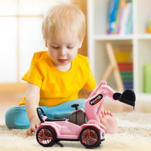 Children Sliding Excavator Full Electric Digging Excavator Boy Toy Hook Machine Engineering Vehicle Car Kids classic 3