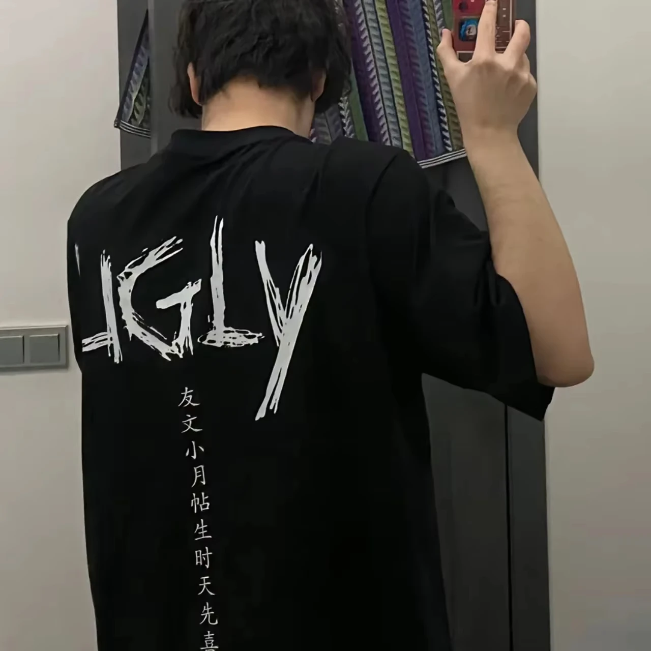 Y2K Uglyfacekid Men T Shirt Hanzi Printed Pattern Streetwear Men Women T-shirt Harajuku Vintage Trend Oversized Cotton T-shirt men t shirts