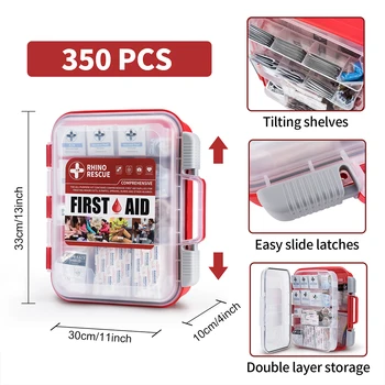 RHINO RESCUE 350 Pieces OSHA All-Purpose First Aid Kit, Home & Office Professional Medical Supplies, for Emergency, School 4