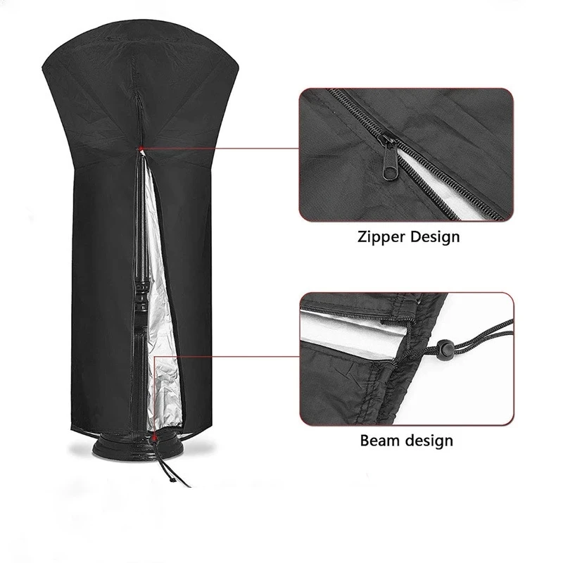 210D Oxford Cloth Waterproof Air Heater Cover Fan-shaped Heater Cover Black Umbrella Shaped Garden Courtyard Dust Patio Cover 3