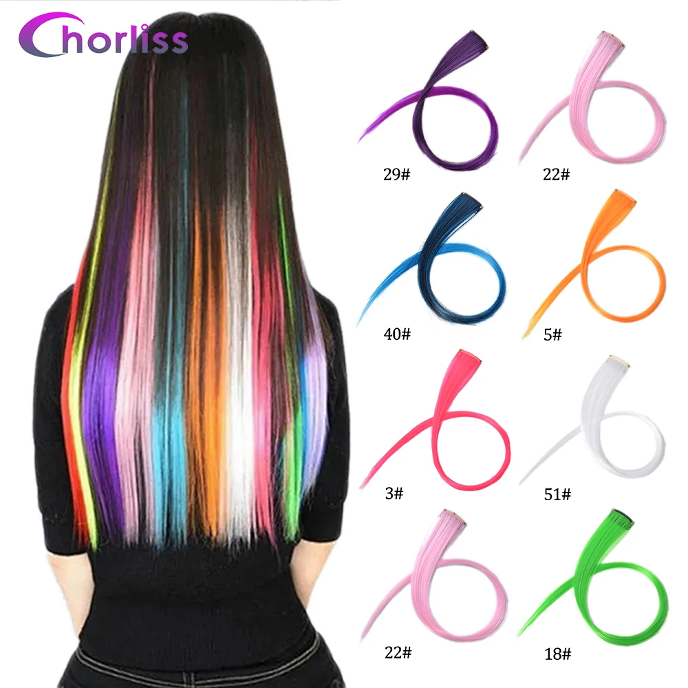 Synthetic Long Straight One Clip In Hair Extensions High Temperature Hairpieces For White Women