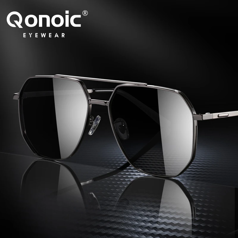 

QONOIC New Polarized Sunglasses Men Driving High Quality Sunglasses Fashion Toad Glasses Aviator Glasses UV400 QP7155