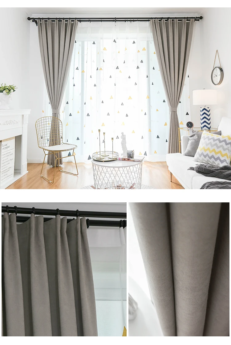 Curtains for Living Room Dining Bedroom Nordic Screen Curtain Modern Window Blackout White Floor-to-ceiling Fabric Decoration-xj