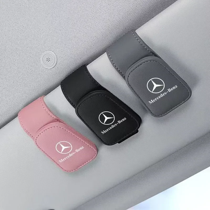 Car Glasses Sun Visor Box Auto Sunglasses Clip Card Accessories For Mercedes Benz B/C/E/S Class A Class C200L GLC GLK