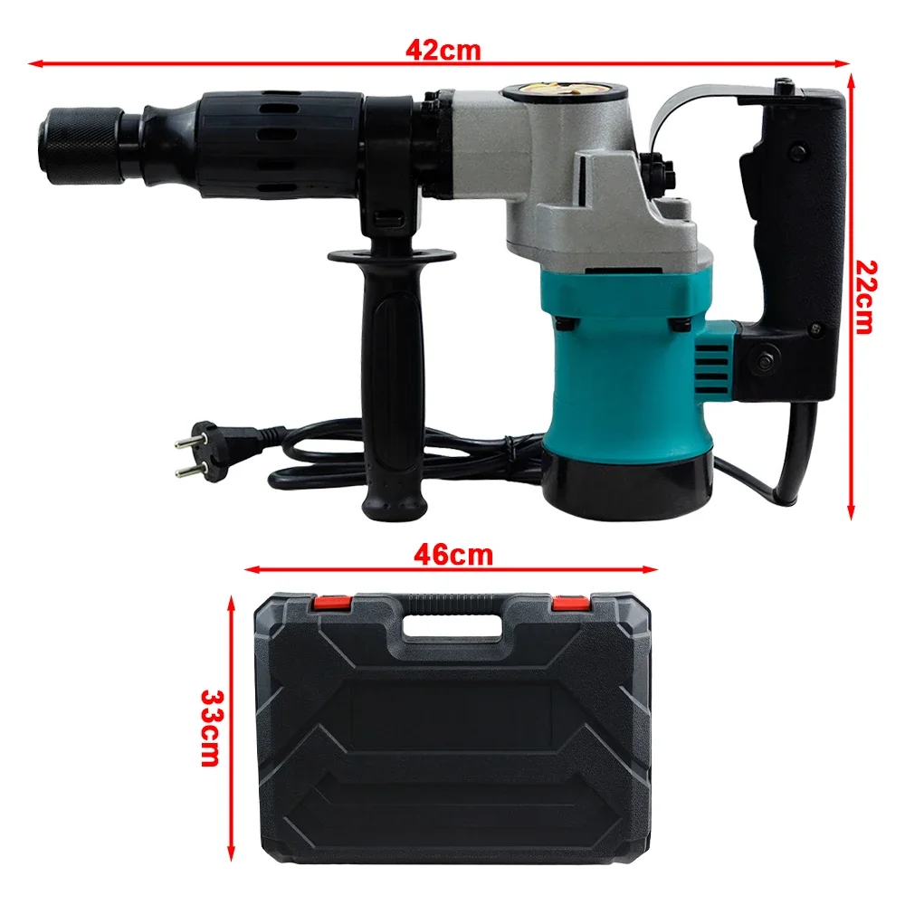 1200W Electric Hammer Drill Heavy Duty Rotary Drill Swivel Demolition Hammer 1500RPM Industrial Grade Concrete Demolition Hammer 5
