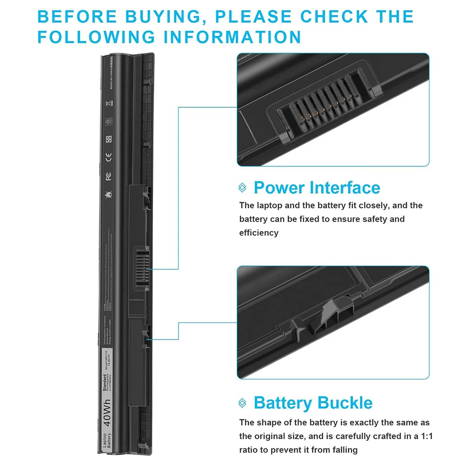 PO WE- Batería Compatible M5Y1K Laptop Battery for DELL Inspiron 14 15