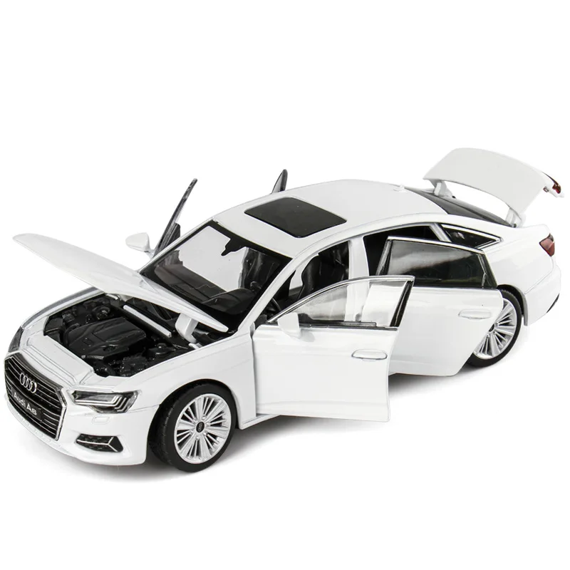 1/32 Audi A6 Quattro Toy Car Model JKM Diecast Alloy Miniature Sound & Light Free Wheels Collection Gift For Children Boys Kid 5