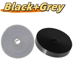 Cable Manager & Organizer: 5M Reusable Velcro Nylon Tape (Black Grey)