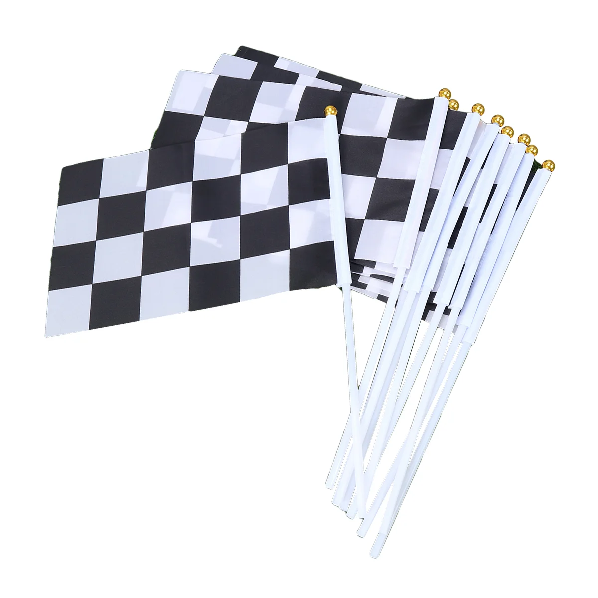 50Pcs Mini Bandiere Da Corsa Bandiera A Mano A Scacchi Per Piccole Bandiere Da Corsa Per Auto (Nero Bianco)