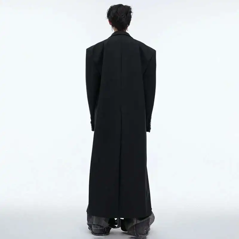 LUZHEN Original Fashion PU Leather Patchwork Design Men Trench Coat Padded Shoulder Personalized Fashion Male Windbreaker LZ5193