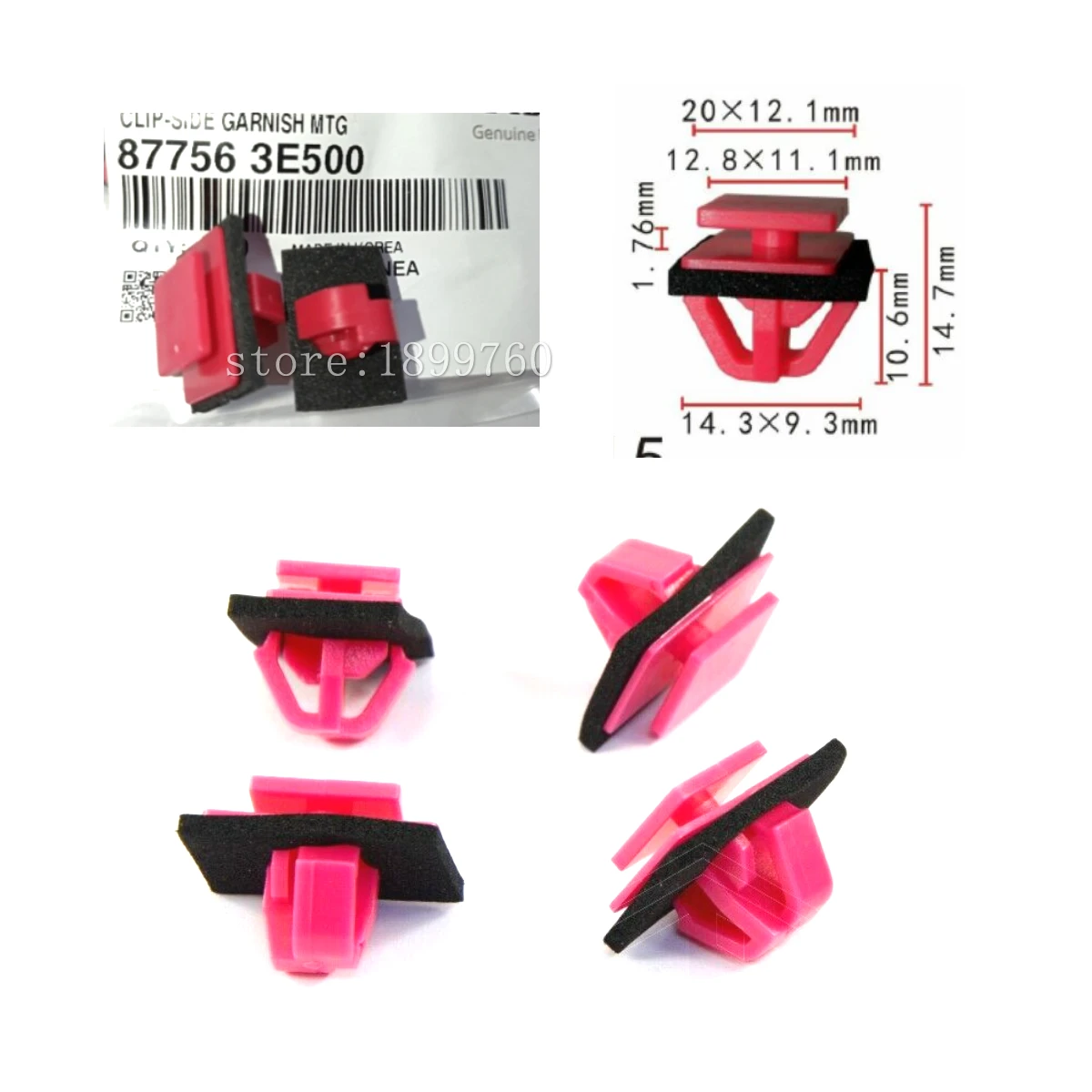 APPLE トライニング　ハブ 100x OEM Wheel Flare & Side Moulding Clips For Hyundai and