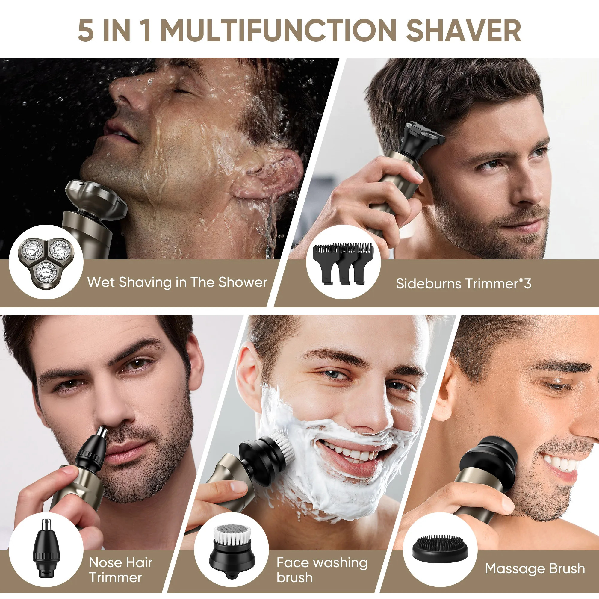 Sejoy Electric Hair Clipper for Men  5 in 1 Electric Nose Hair Trimmer Professional Cutting Machine Rechargalbe 5