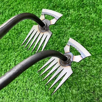 5/6/11 Teeth Steel Weeders Garden Hand Rake Farm Tool Weeding Scarifier Agricultural 2-in-1 Garden Rake and Weed Puller Shovel