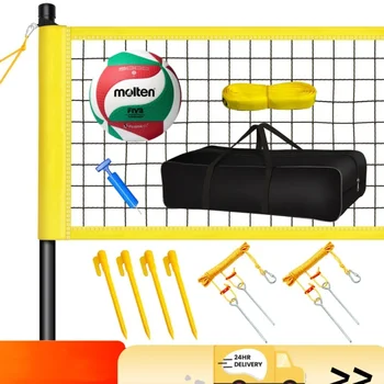 Volleyball Set Volleyball Complete Set Adjustable Poles Portable Volleyball Net Set for Beach Outdoor Activities with V5M5000 1