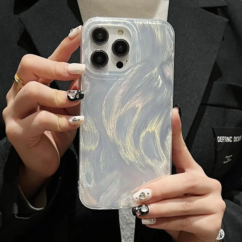 Coque de luxe en silicone souple avec dégradé laser argenté pour Samsung Galaxy A55 A35 A34 A06 S23 S24 Ultra A14 A13 A54_voghion.com
