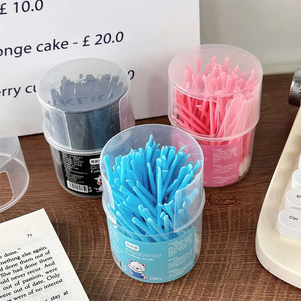 100Pcs/set Nose Lipstik Ear Cleaning Double Head Cotton Swabs Cotton Bud Eyelash Extension Glue Removing Makeup Cotton Stick PP