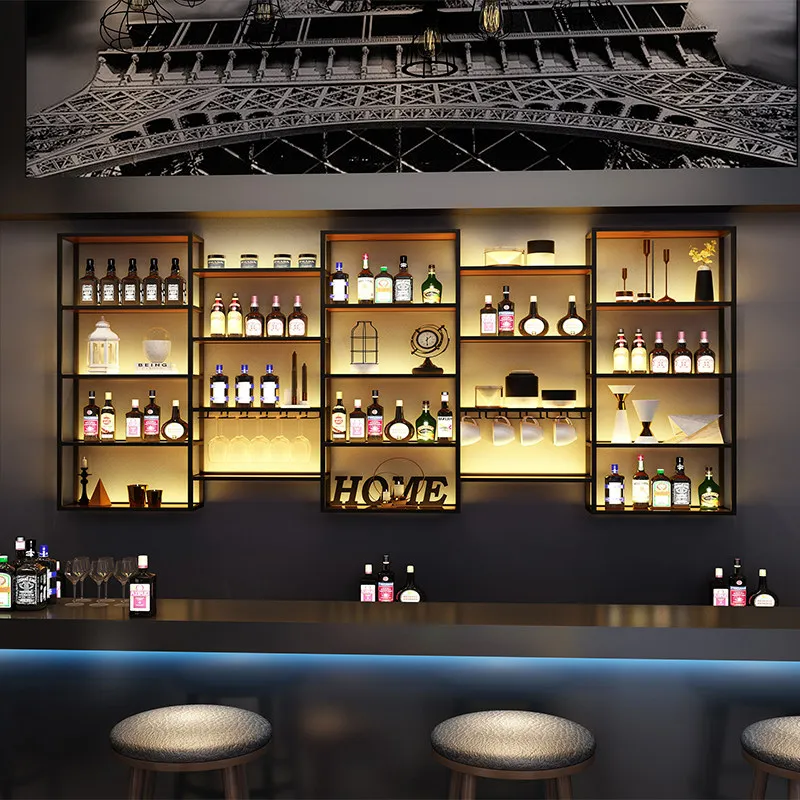 

Bottle Wall Mounted Bar Cabinet Shelf Corner Commercial Storage Wine Cabinets Salon Cocktail Cremalheira De Vinho Club Furniture
