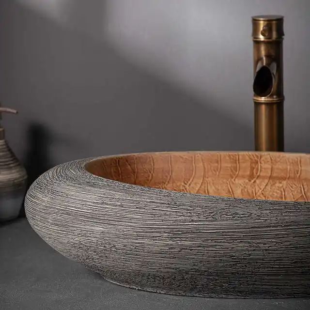 เซรามิคอ่างล้างหน้ารูปไข่ retro ล้างครัวเรือนตารางห้องน้ํายุโรป Jingdezhen 3