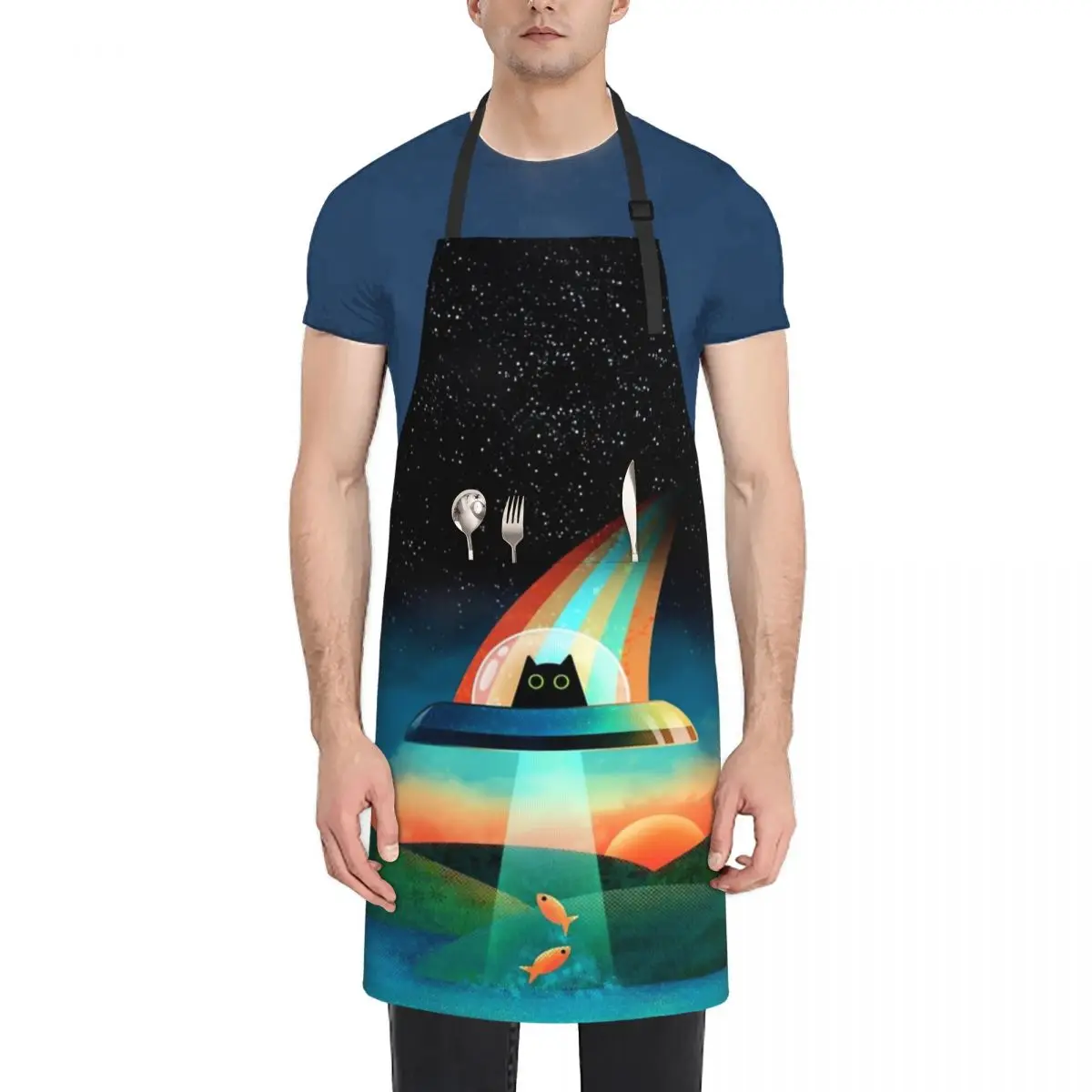 

The Purrfect Alien Waterproof Kitchen Apron For Women/Men With Pockets Work Restaurant Shop Waiter Work Uniform