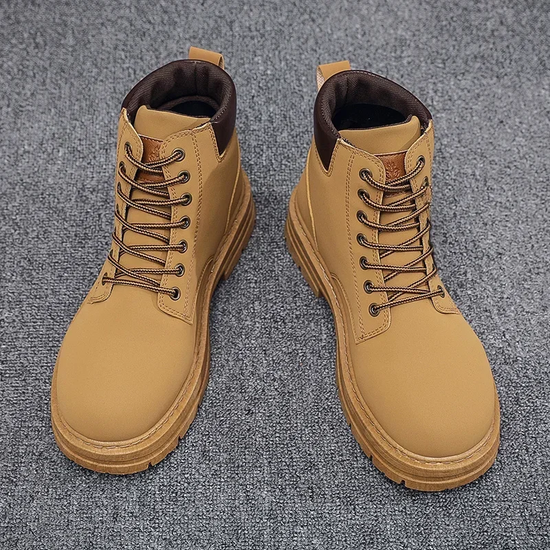 Men High-top Boots Quality Suede Leather Men Boots Warm Winter Ankle Boots Men 2023 New Outdoor Winter Work Shoes Walking Boots
