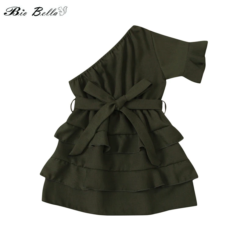 

New Children's Black Party Dress Multi-layers Girls Ball Gown Costume With Sloping Shoulders Ceremonial For Baby Girl