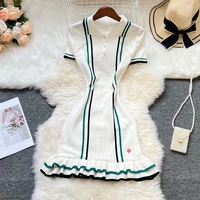 YuooMuoo Brand Fashion Women Knitted Mini Dress Ins Hot Sexy Package Hips Ruffled Party Dress Streetwear Lady Outfits Vestidos - Image 2