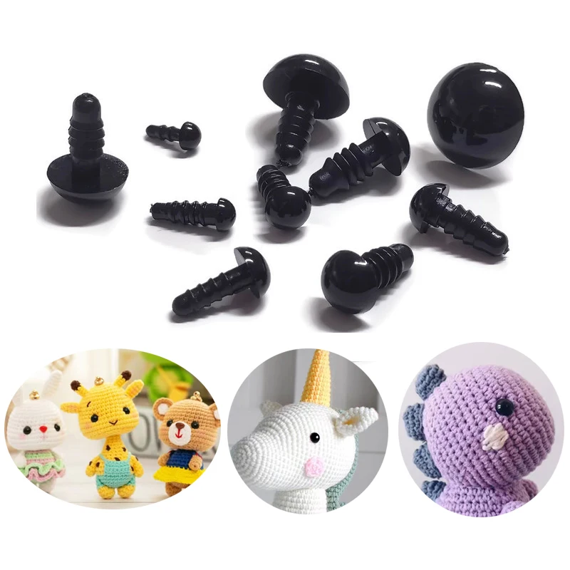 100pcs 10mm Eyeball Doll Accessories Black Plastic Plush Safety Eyes Amigurumi For Toys 6mm 8mm 12mm DIY Funny Toy Eyes Animal