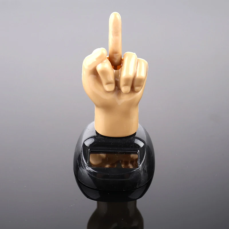 자동차 대시보드 춤추는 피규어 장난감, 다크 브라운 창의적인 자동차 보블헤드 장식 장식, 태양열 발전 미드 핑거 흔들기 장난감