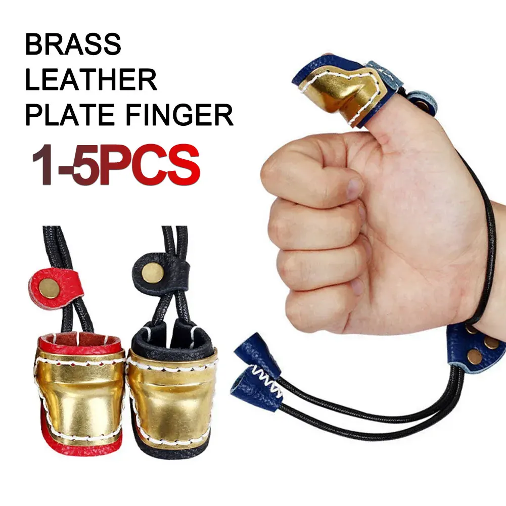 1-5pcs Archery Thumb Ring Mongolian Finger Guard for Hunting Recurve Bow Cow Skin Soft Leather & Brass Protector Shooting Glove archery finger tab arrow shaft protector ring