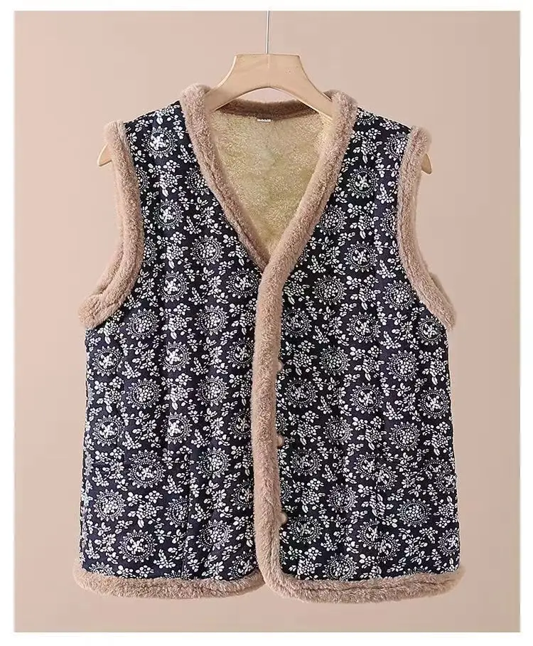 Blue and white porcelain color (anti-rabbit fur female vest p)