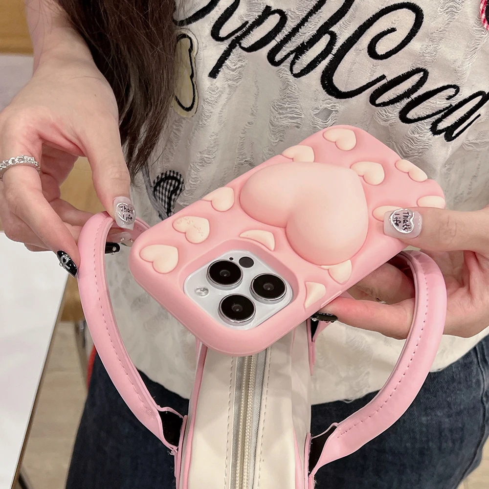 Kawaii Lovely Stress-Relief Silicone Phone Case - 3D Shockproof Cute Back Cover