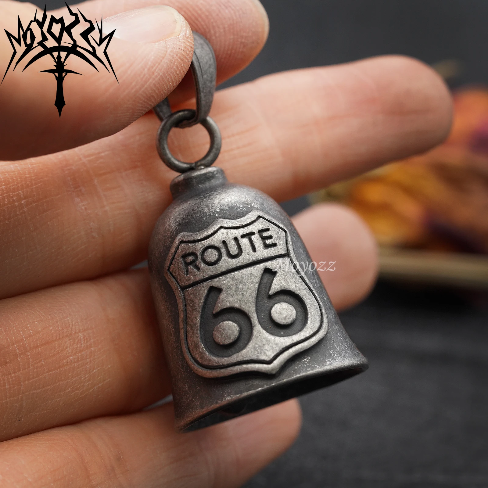 Route 66 GUARDIAN 행운의 종 행운의 애완 동물 키 체인 참 어머니 도로 선물 스테인레스 스틸 벨 남성용 및 무료 벨 행거