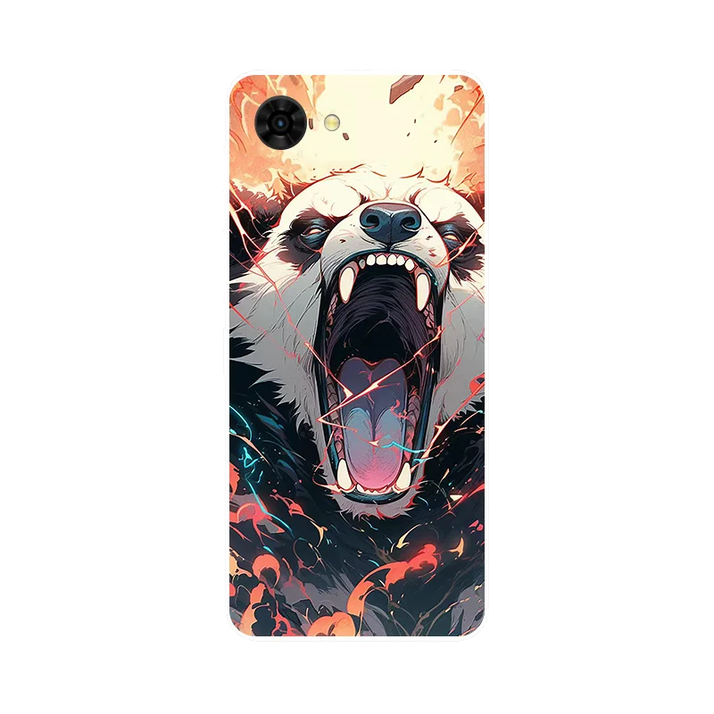 Charming Floral Panda TPU Soft Silicone Phone Case - Protective Back Cover