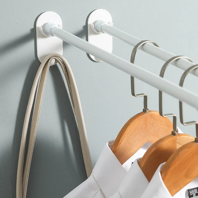 Függönyrúd Konzol Tartó Fali Függő Horgok Lyukasztó Nélküli Teleszkópos Rudat Rögzített Ragasztó Tartók Ruhák Keresztrúd Otthoni Kiegészítők - Image 2