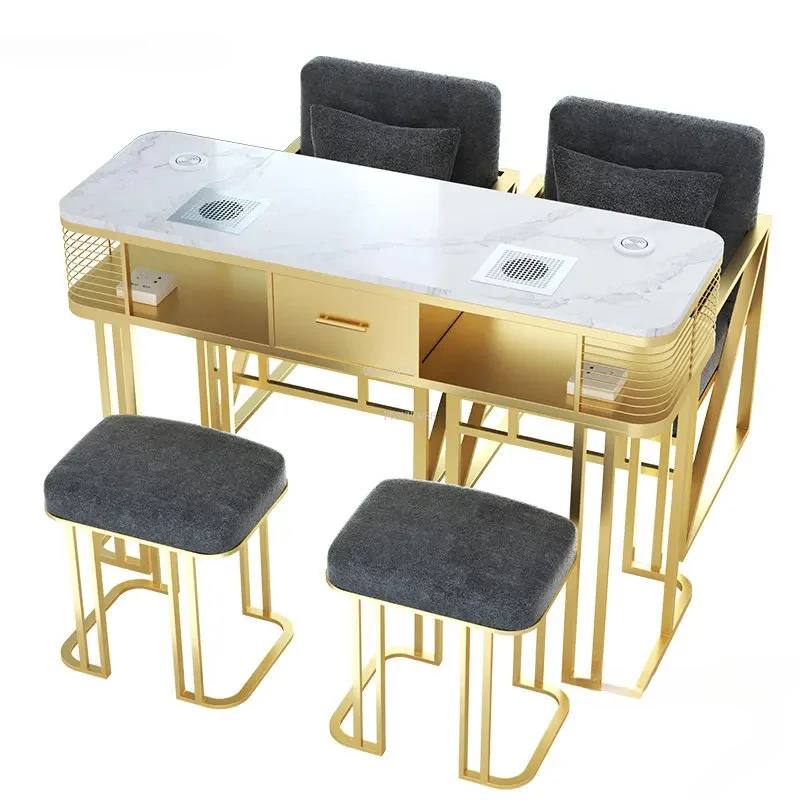 

Nordic Beauty Salon Furniture Nail Tables Luxury Commercial Nails Desk with Vacuum Cleaner Minimalist Houshoeld Manicure Table