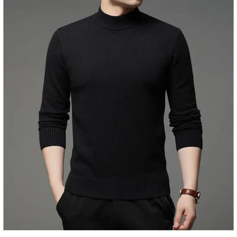 2023 New Autumn and Winter Fashion Trend Half High Neck Pullover Long Sleeve Solid Color Clean Edition Versatile Underlay Shirt