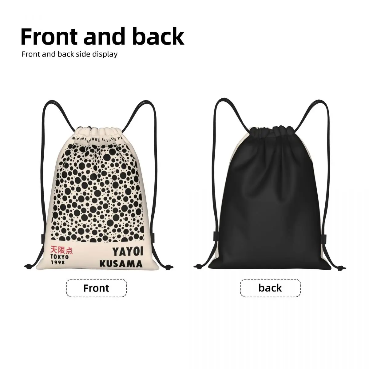 Custom Yayoi Kusama Japanese Exhibition Drawstring Bags for Training Yoga Backpacks Women Men Sports Gym Sackpack 2