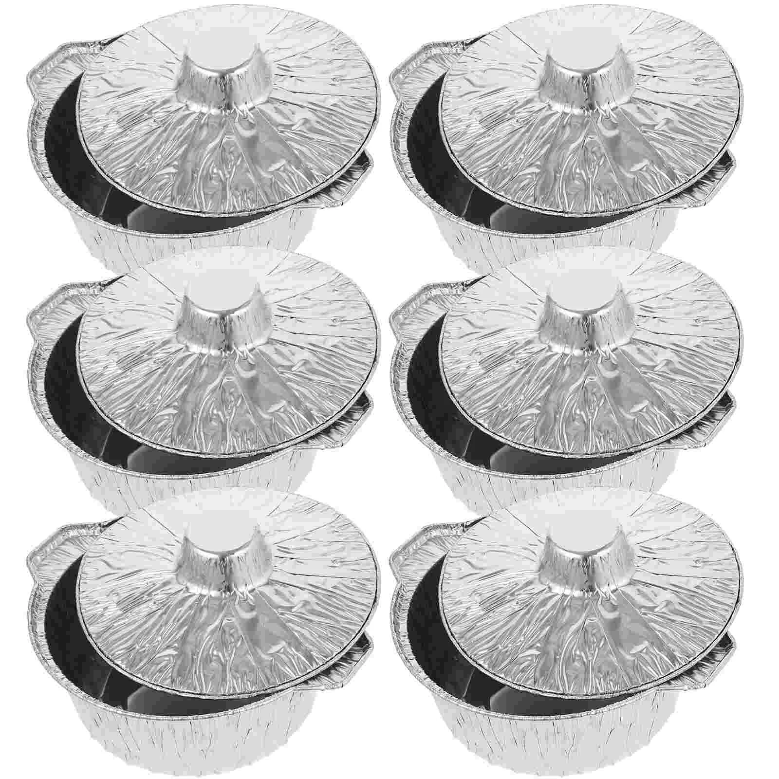 

Aluminum Round Foil Pan 6Pcs Disposable Food Container Lid Pie Tin Tart Pan Plates Baking Foil Pan Tinfoil Camping Pot Prepping