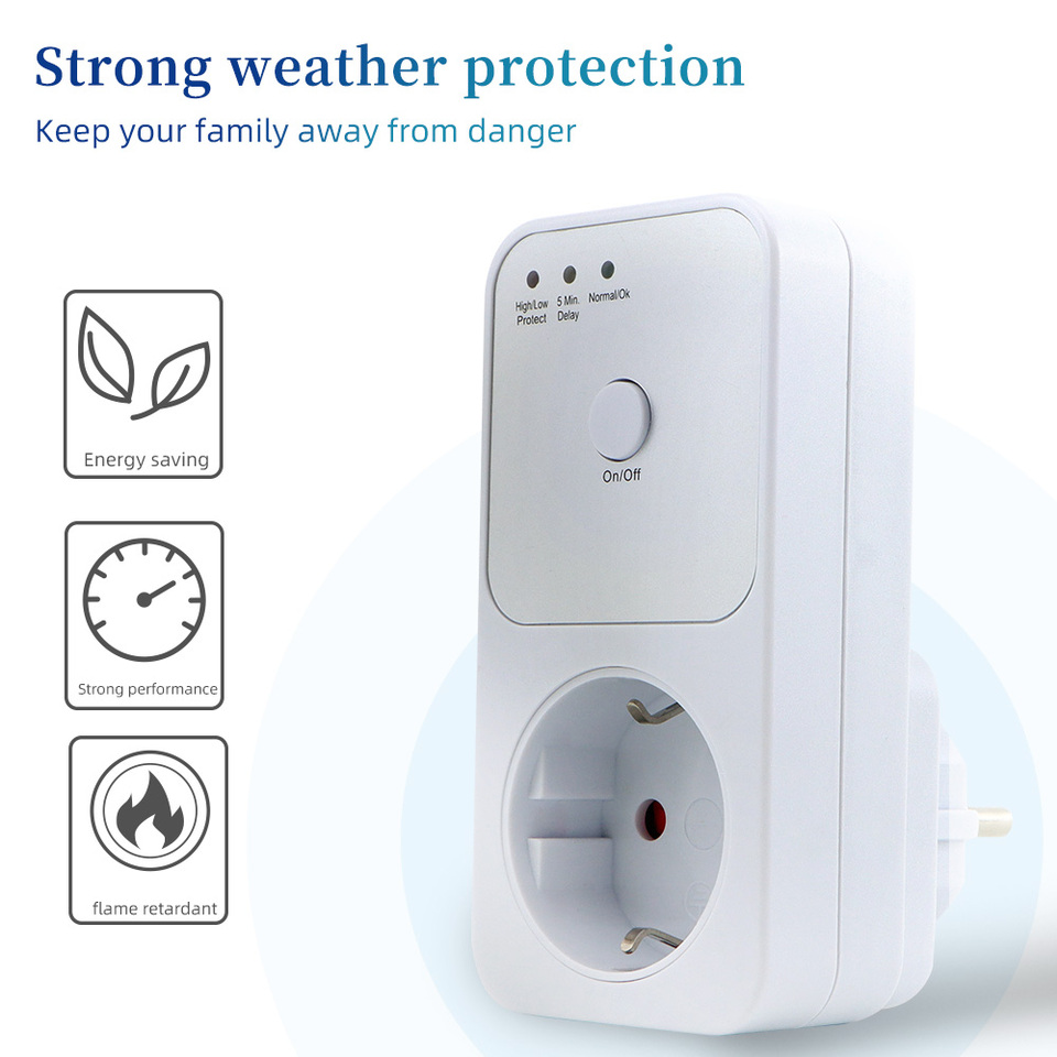 Refrigerator Voltage Protector AC 220V Stabilizer Automatic Surge Protector Voltage Relay Socket EU Plug Electrical Protection