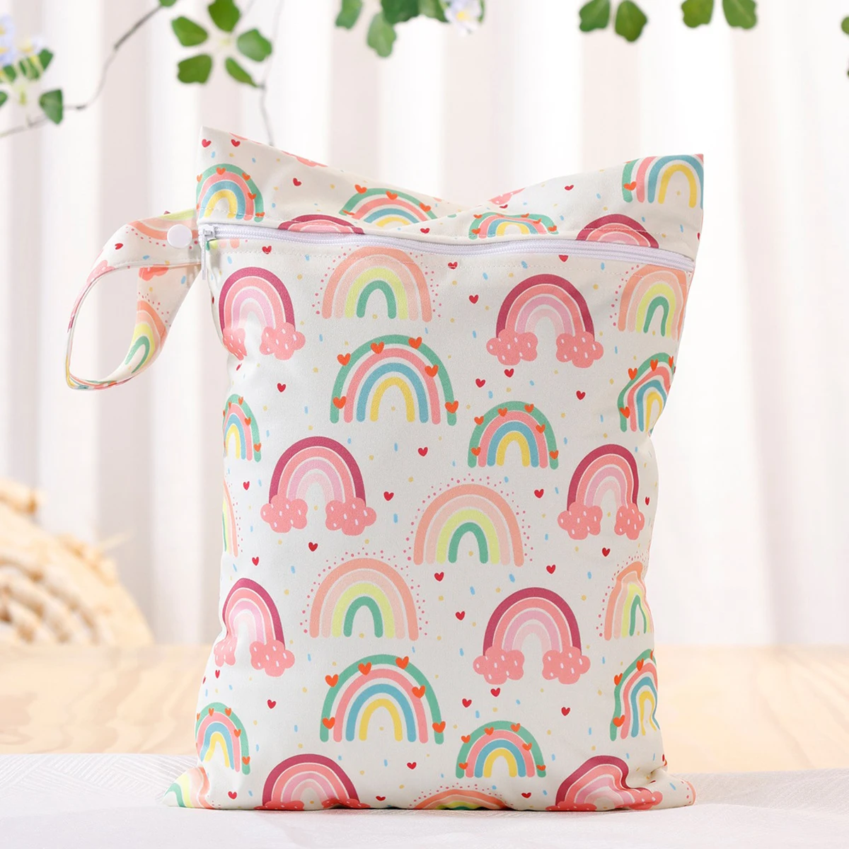 Elinfant 1PC Wet Dry Bag for Swimsuits,Travel, Beach, Pool, Gym,Waterproof Diaper Bag, Reusable Washable Polyester Storage Bag