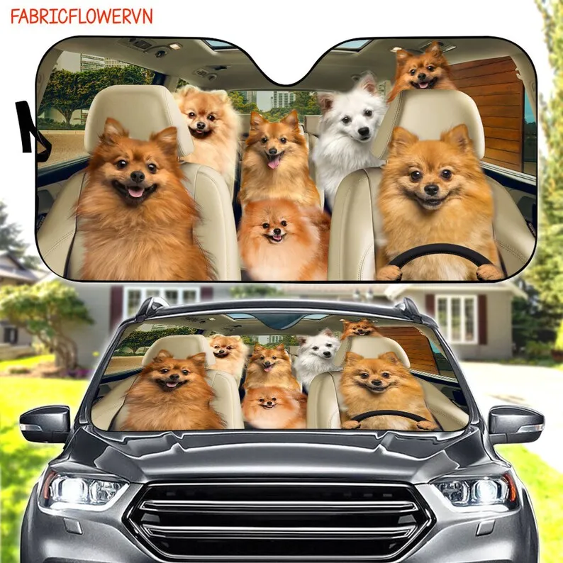 

German Spitz Car Sunshade, German Spitz Car Decoration, Dog Windshield, Dog Lovers Gift, Dog Car Sunshade, Gift For Mom, Gift Fo