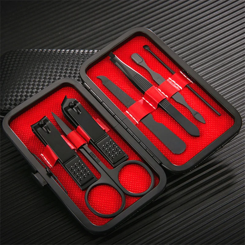 

Stainless Steel Manicure Pedicure kit Professional Nail Foot Care 7/10/12/15/18 pcs Black Nail Clipper Set