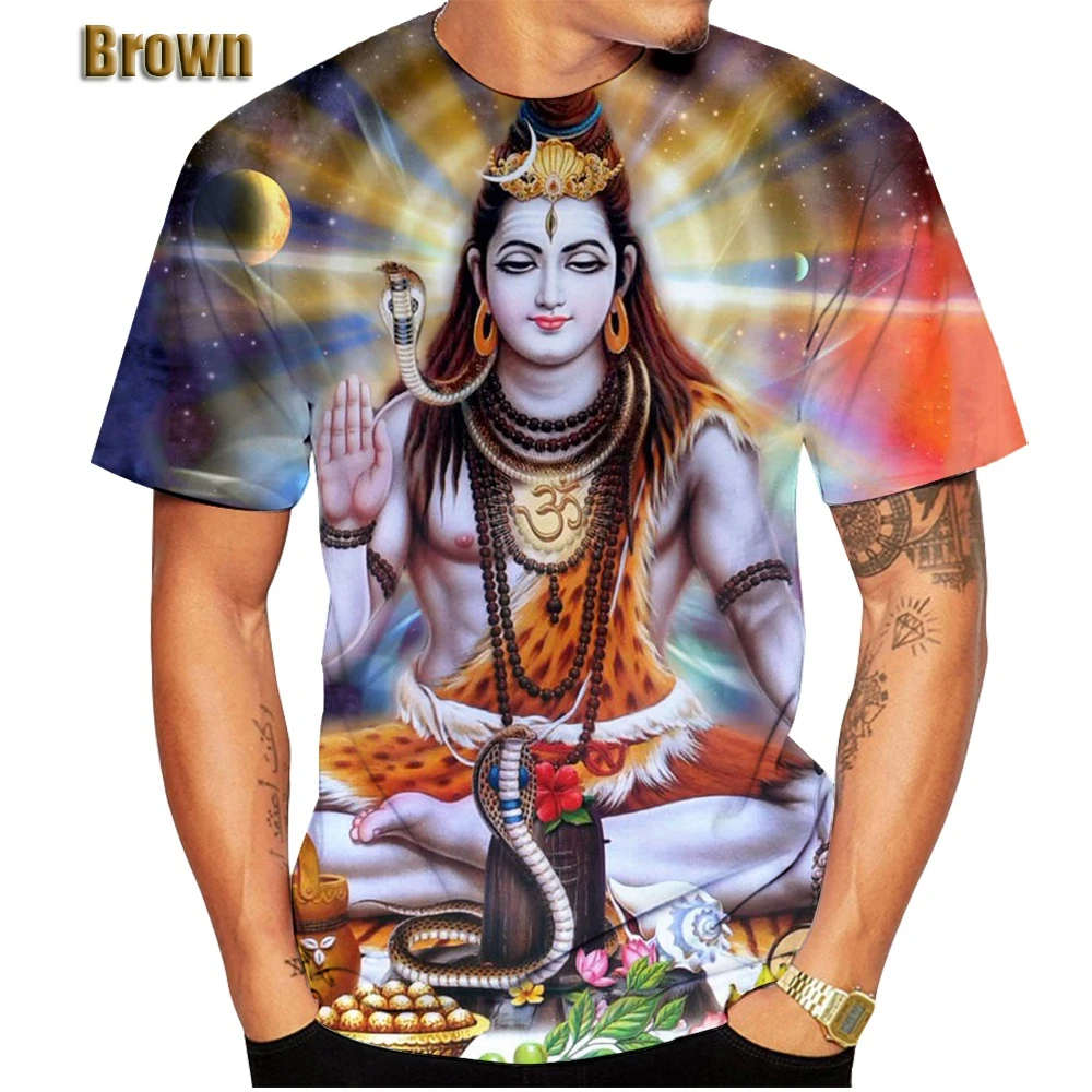 

Fashion Art Depiction Of The Half Man Hindu God Hanuman Lord Shiva 3D T-Shirt Printed Novelty Style Short Sleeve Tees