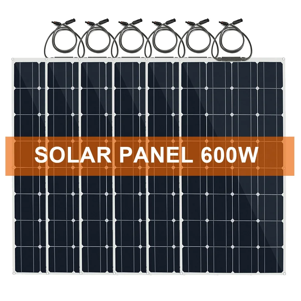 

12V Flexible Solar Panel 600 Watts 500w 400w 300w 200w 100w Waterproof Lightweight Best Solar Panels for Home