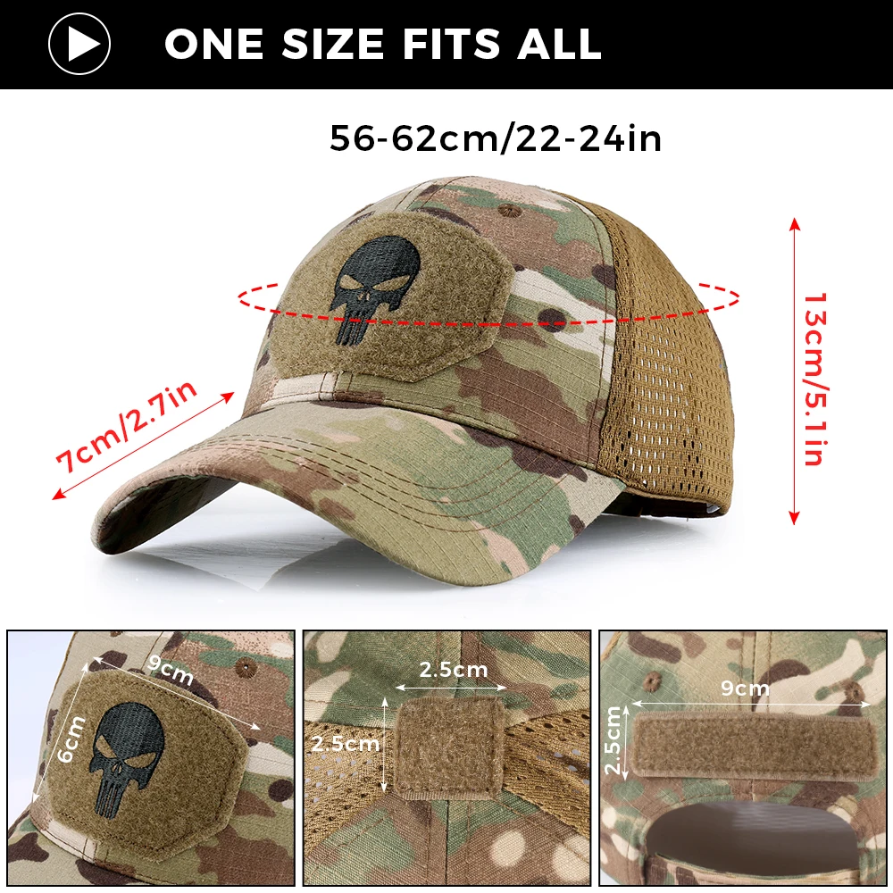 Baseball Cap Camouflage Trucker Hat Outdoor Sports Hiking Camping Hunting Combat Paintball Adjustable Mesh Snapback Sun Hats